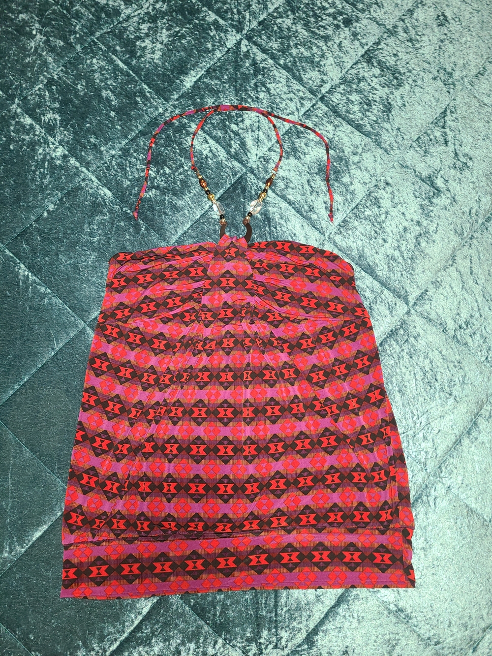Fashion Bug Pink and Red Geometric Strapless Mini Skirt
